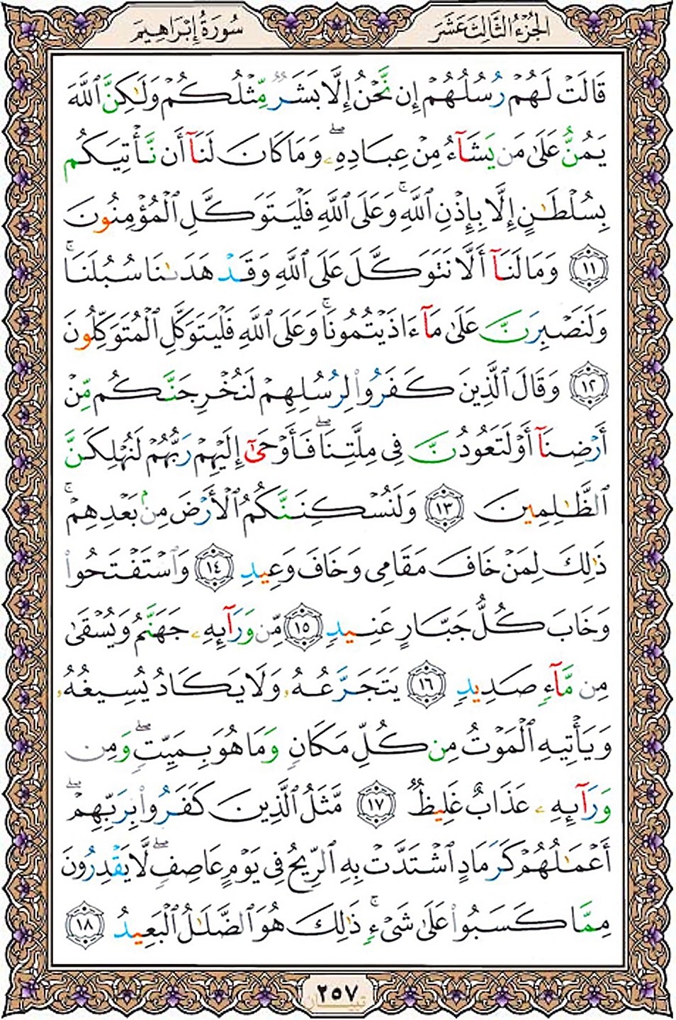 قرآن  عثمان طه با کیفیت بالا صفحه 257