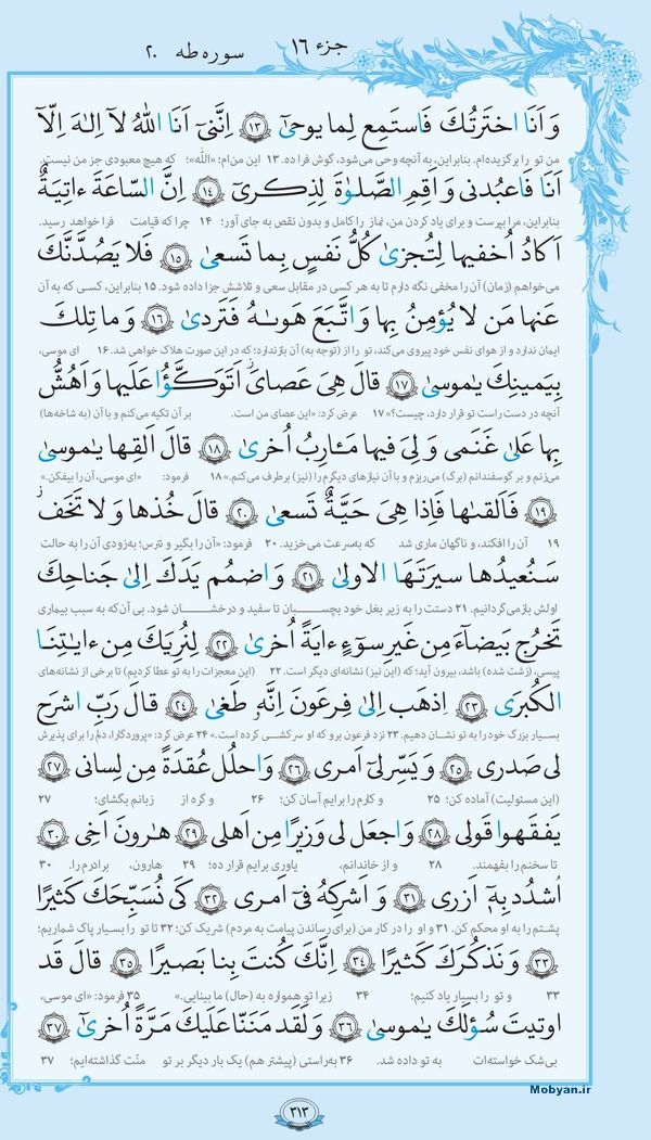 قرآن  با ترجمه مرکز طبع و نشر قرآن کریم صفحه 313
